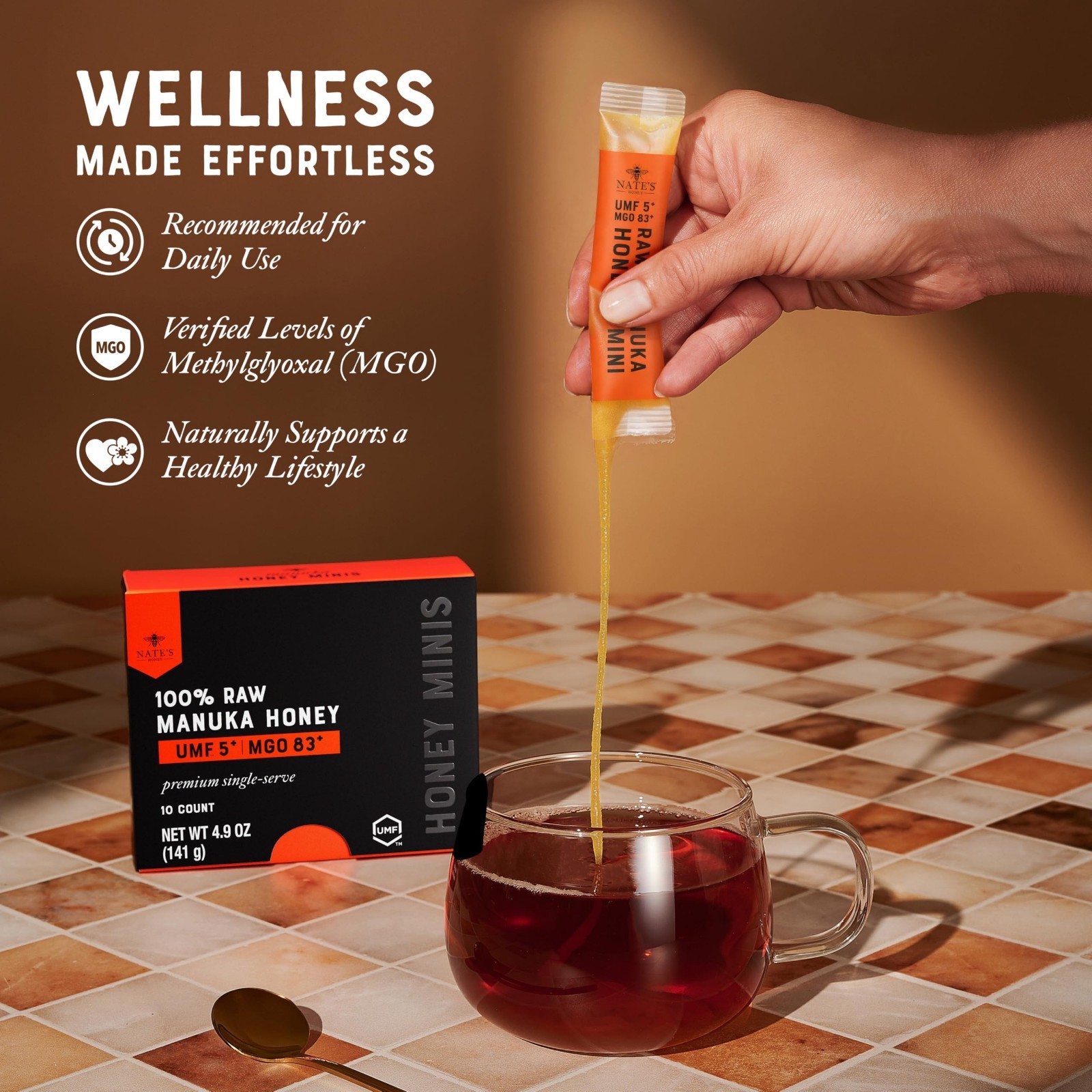 Pure Manuka Honey Minis – 10 Single-Serve Packets, MGO 83+, UMF 5+ – Daily Welln