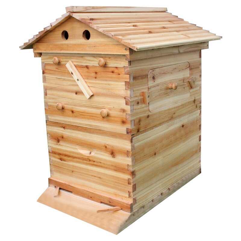 Certified Waxed Wooden AUTO Shed Beehive BeeHives 7 Plastic Beekeeping Frames