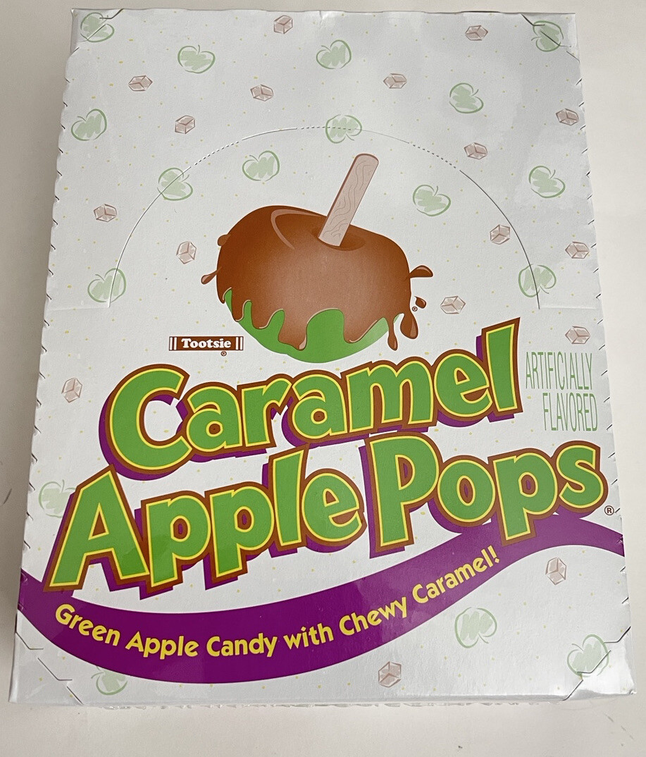 Tootsie Caramel Apple Pops, Sealed Box Of 48 NEW Free Shipping