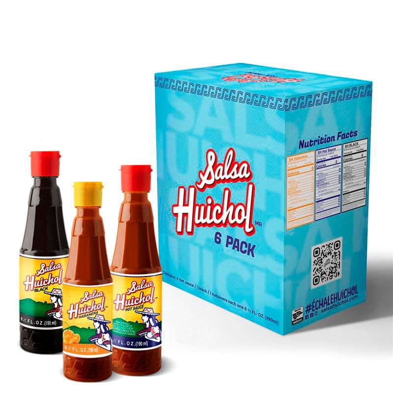 Salsa Huichol Mix Pack – 6-Pack of 6.42 oz Bottles – 4 Original, 1 Negra, 1