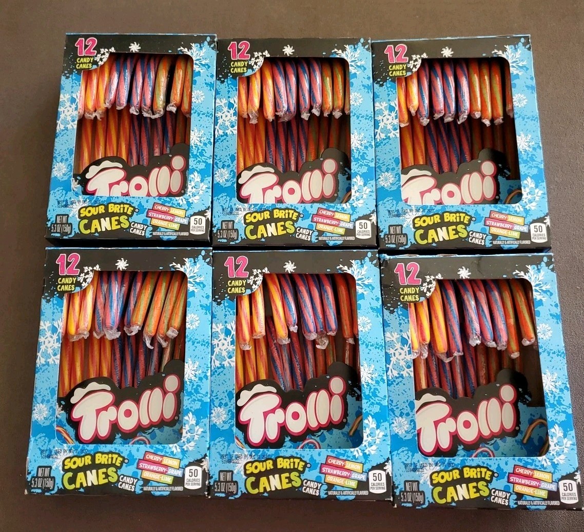 6X Trolli Sour Brite Candy Canes 12 Count Exp 12/27