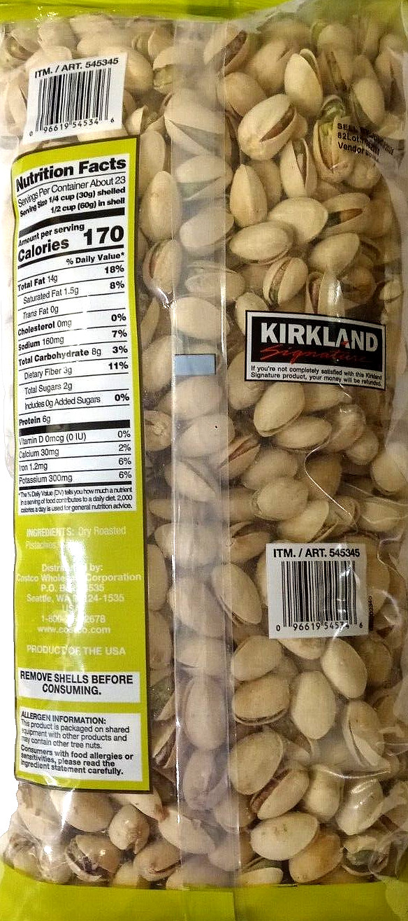 Kirkland Signature In-Shell Pistachios Roasted & Salted 3 lb EXP 06/2025