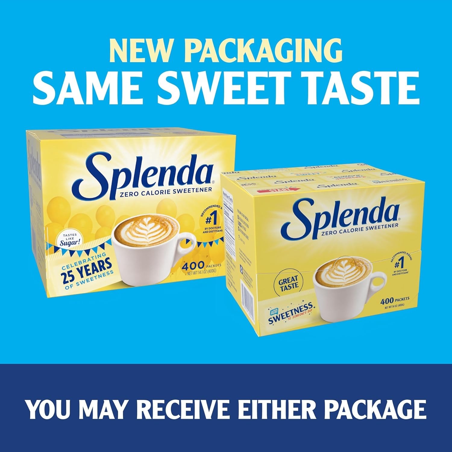 Zero Calorie Sweetener Packets Sugar Free 400 Count for Coffee Tea Baking