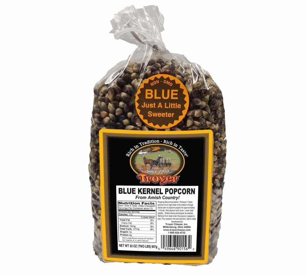 Amish Popcorn Gluten Free NON GMO Blue Kernel Popcorn 2 lb Bag Troyer Farms