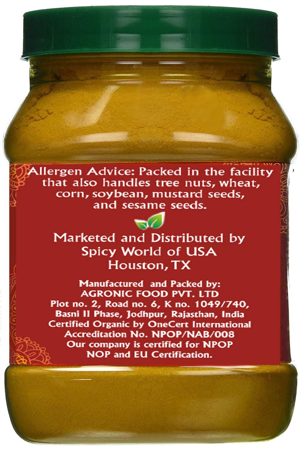 Organic Turmeric Powder 1 Pound Jar by Jiva 1 (Pack of 1), Yellow