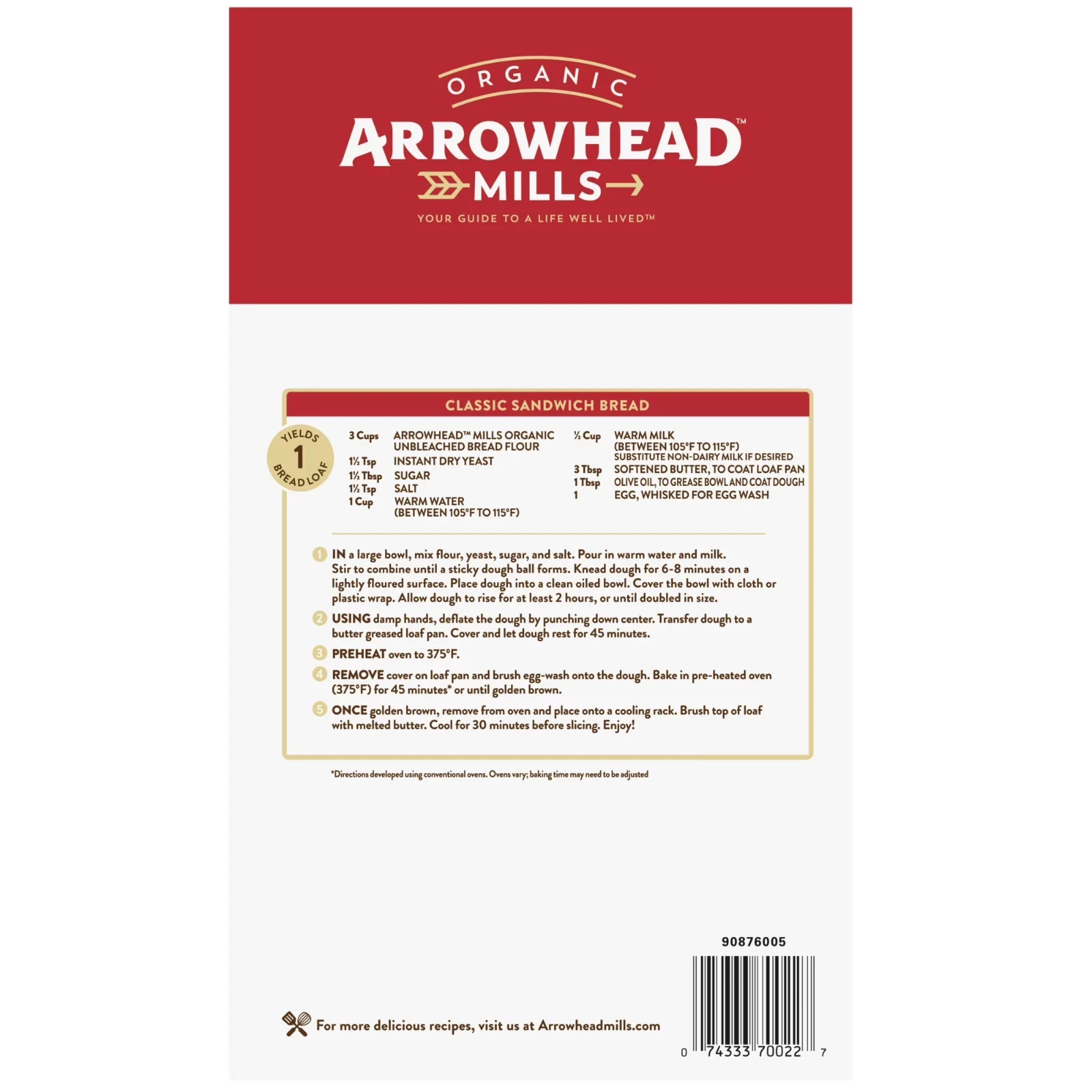 Arrowhead Mills Organic Unbleached Bread Flour, 5 lb Bag…