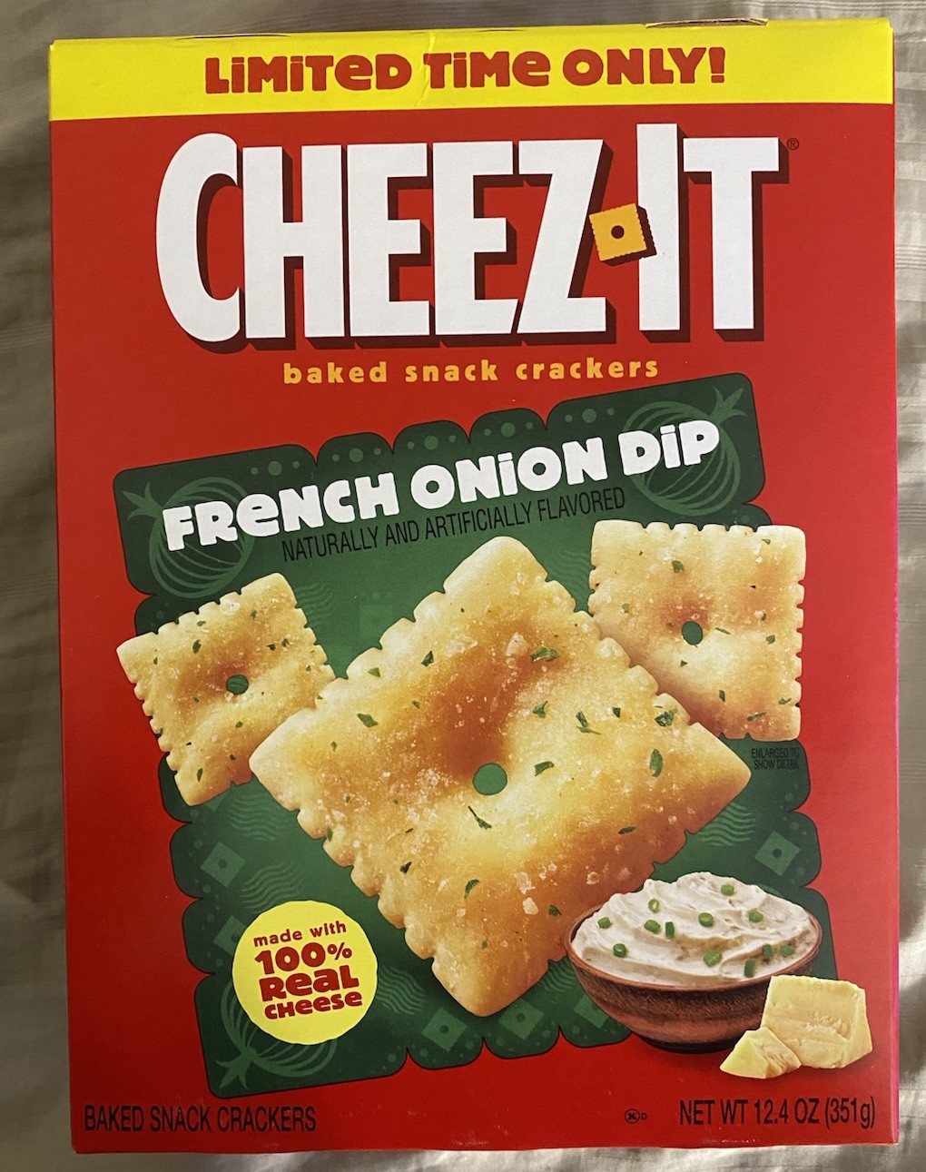 LIMITED EDITION CHEEZ IT FRENCH ONION DIP FLAVORED BAKED SNACK CRACKERS 12.4 OZ