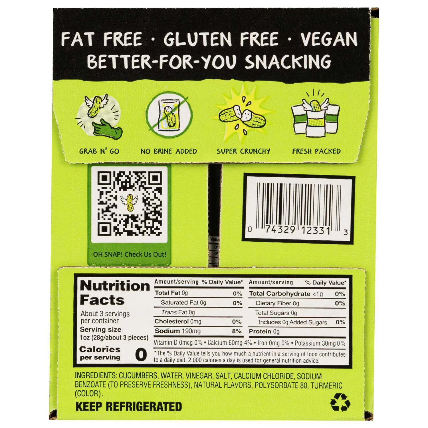 OH SNAP! Dilly Bites Dill Pickle Snack Packs, 3.25 fl. oz., 12 ct. FREE SHIPPING