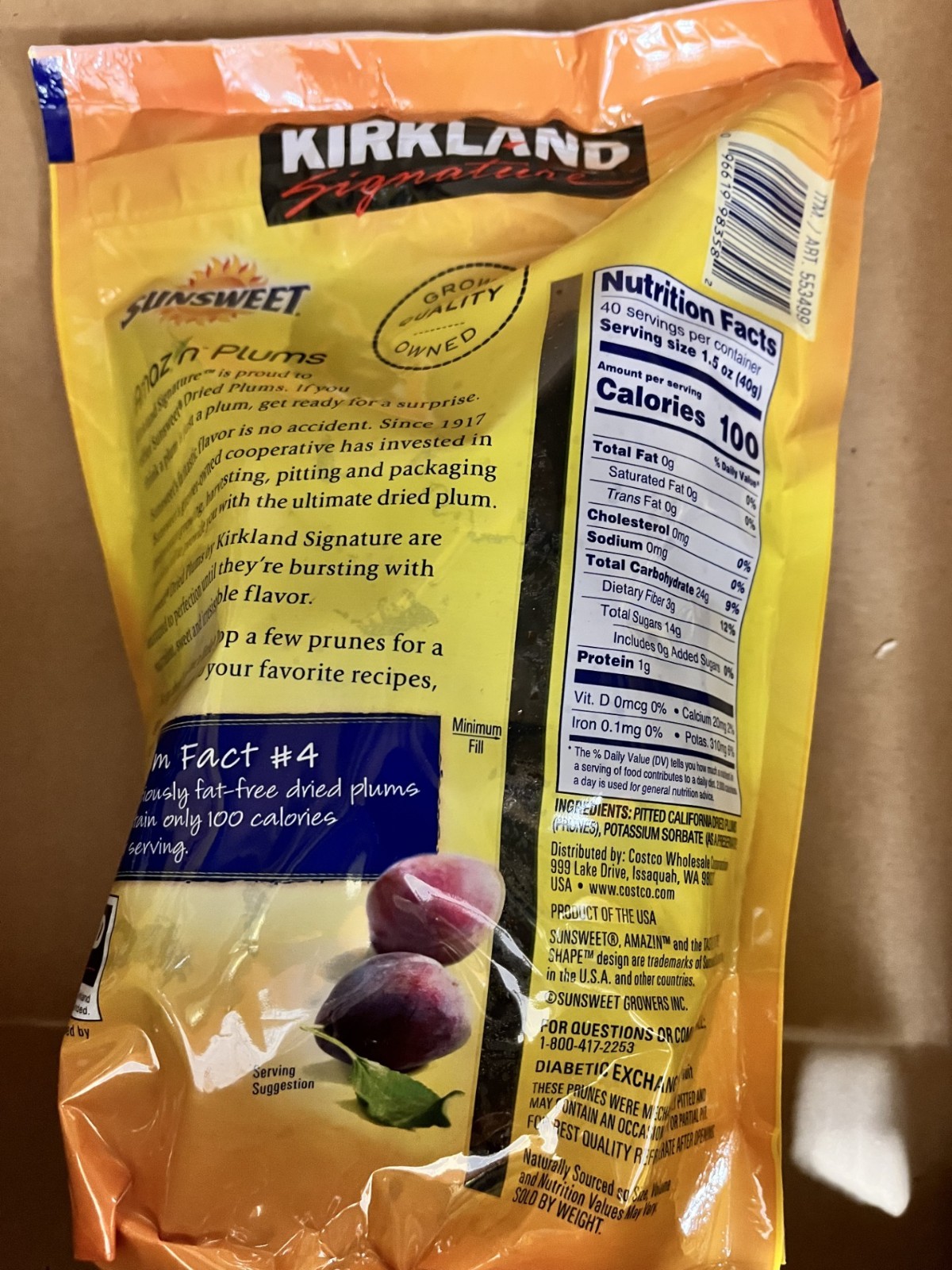 2 Packs Kirkland Signature Sunsweet Dried Plums Pitted Prunes 3.5 lb Each Pack