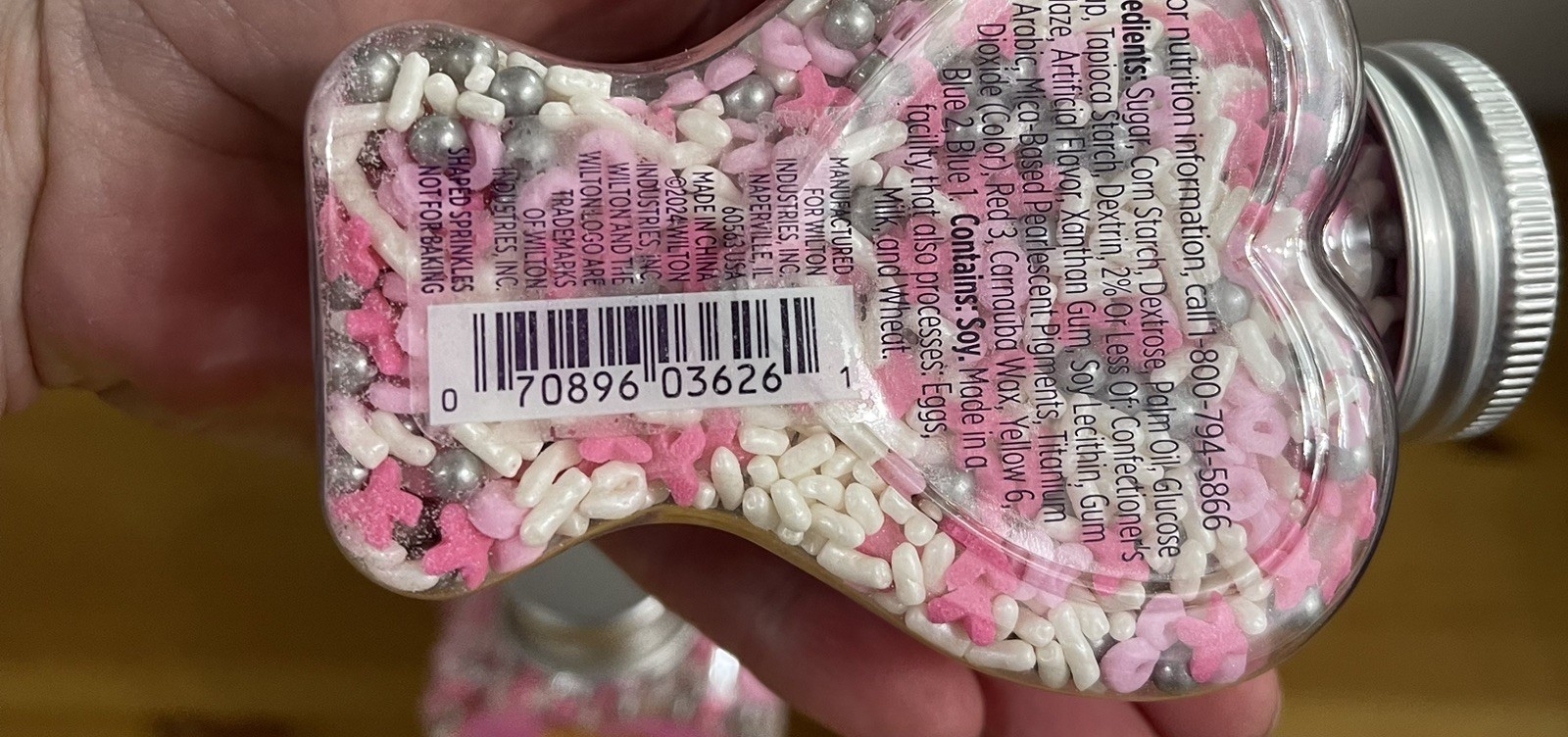 Lot Of 6 Pink XO Silver Ball Confetti Sprinkles Mix Decorations 3.8oz Wilton