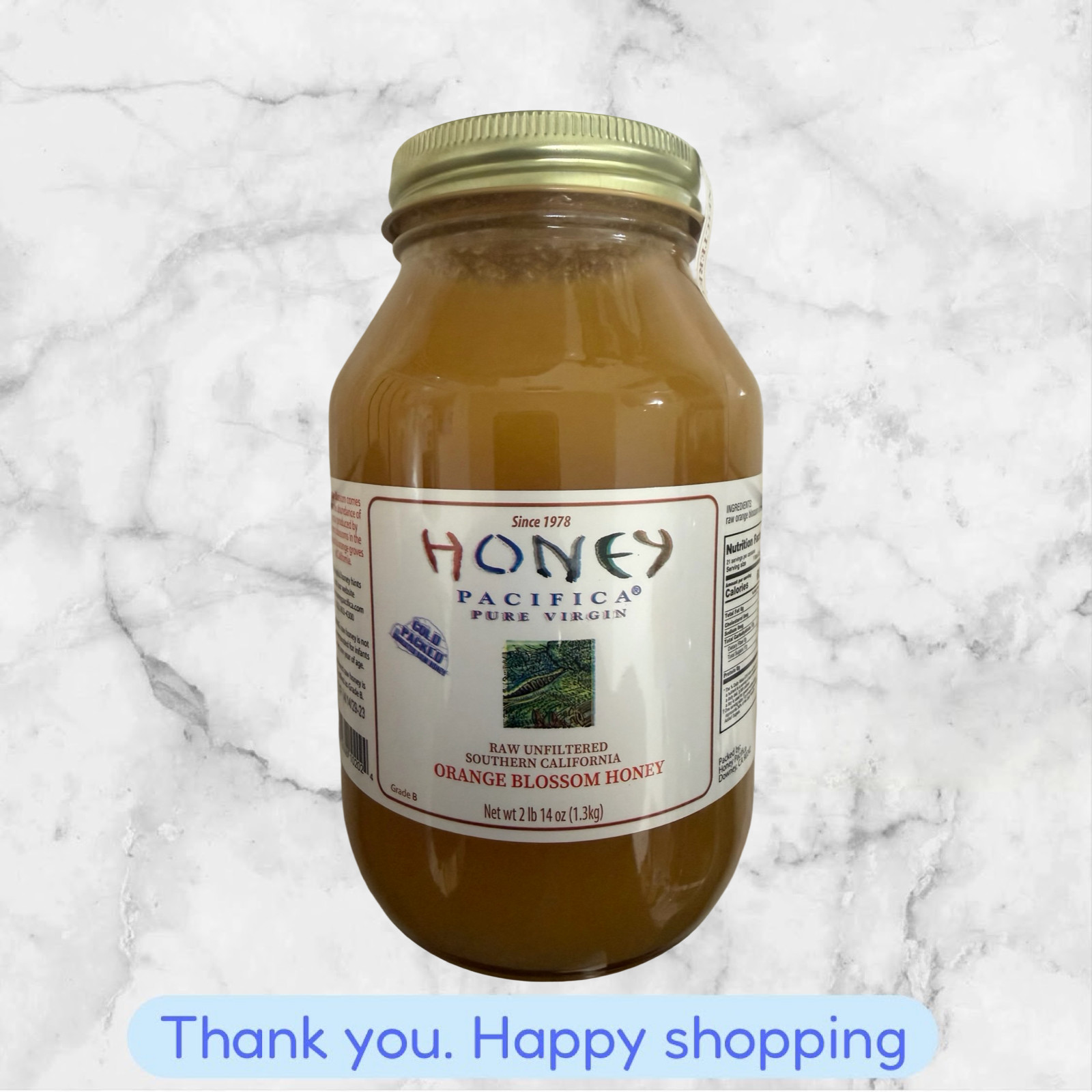 Honey Pacifica Pure Virgin Orange Blossom Honey 2 LB 14 OZ / 64 oz NEW SHIP