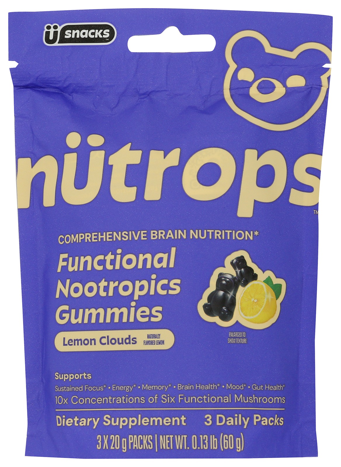 U Snacks Nutrops Brain Health Support Gummies 3 Dietary Supplement 1Bag 1 Pack
