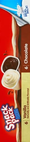 Snack Pack Chocolate and Vanilla Pudding Cups 3.25 Ounce (Pack of 12), Yellow