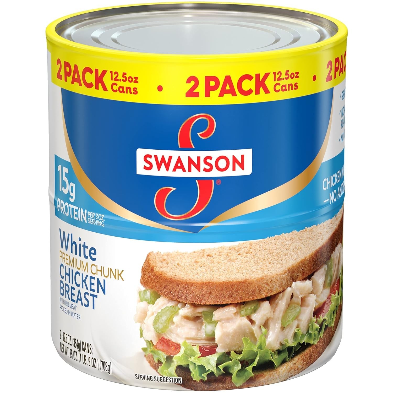 Swanson White Chunk Chicken Breast, 12.5 Oz Can, 2 Count