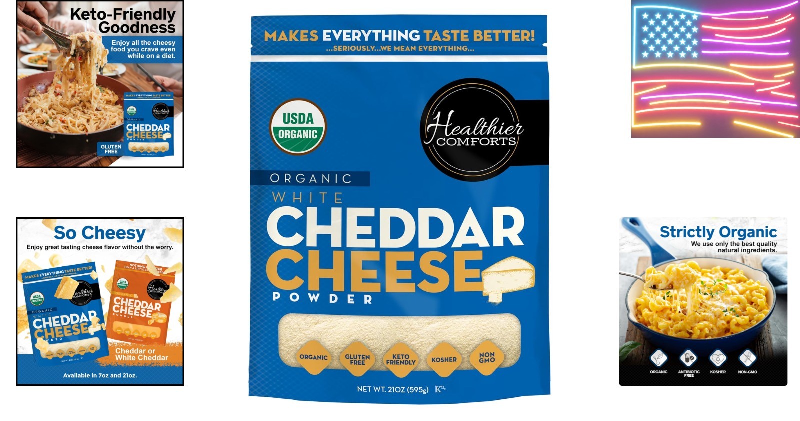 Organic White Cheddar Cheese Powder 1.31lb Keto.