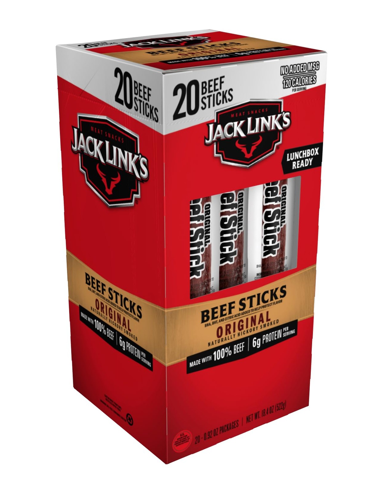 Jack Link’s Original Beef Jerky Sticks – 0.92 Ounce (Pack of 20), Multi-Color