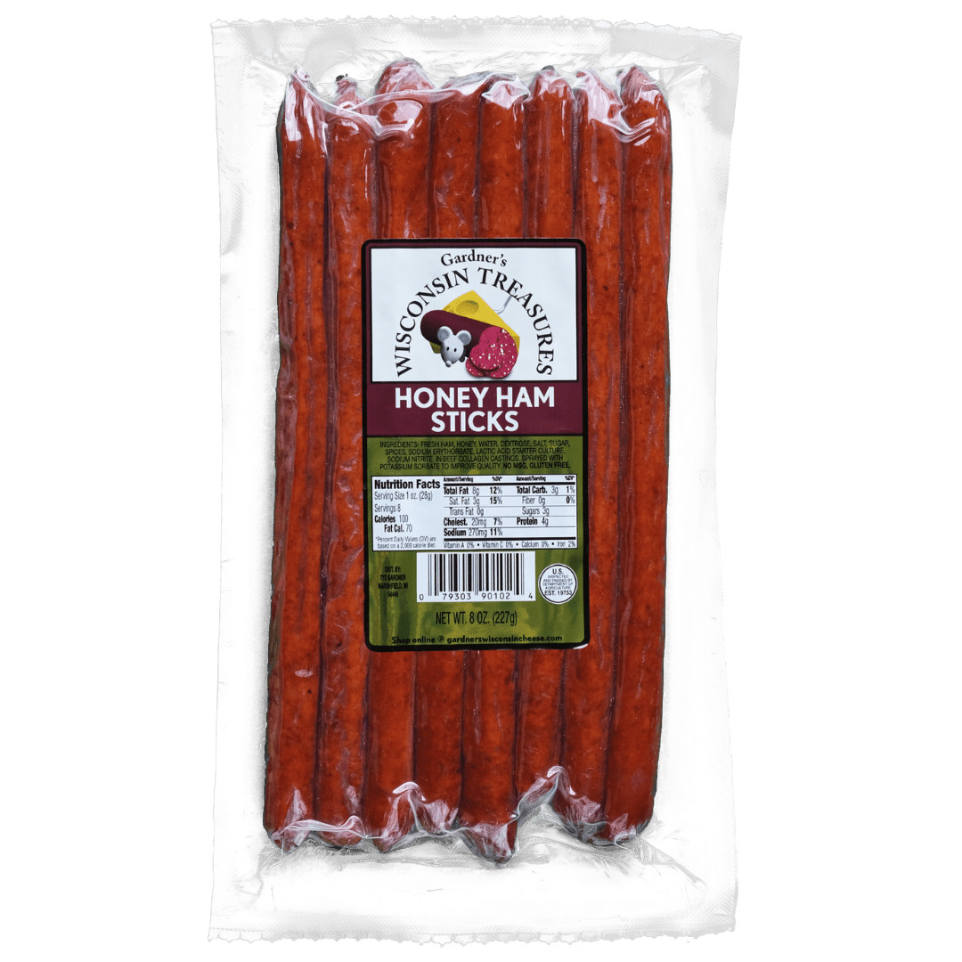 1/2 POUND BIG HONEY HAM STICKS – Pork Meat Snack Sticks by Gardner’s (1) 8 oz