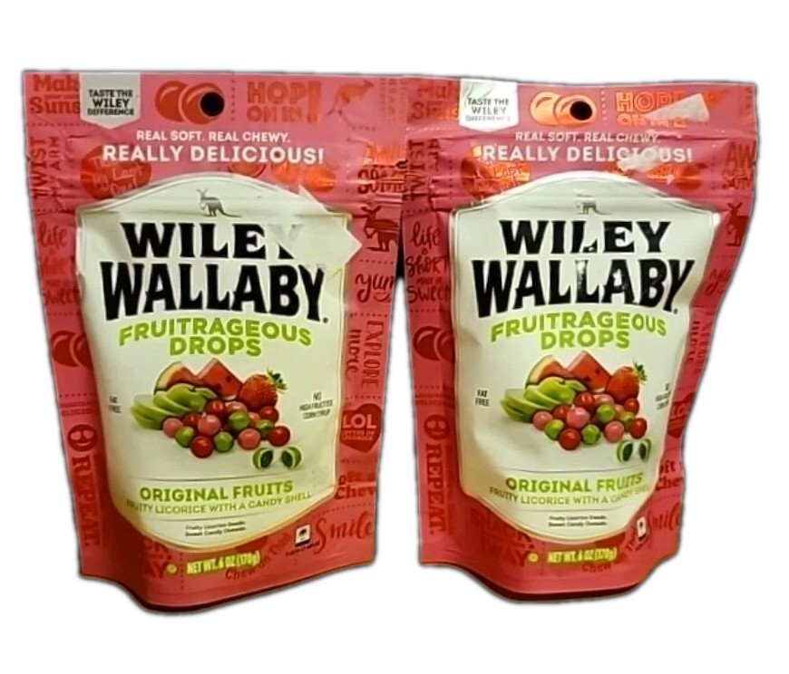 WILEY WALLABY WATERMELON GREEN APPLE & STRAWBERRY ORIGINAL FRUIT DROPS FREE SHIP