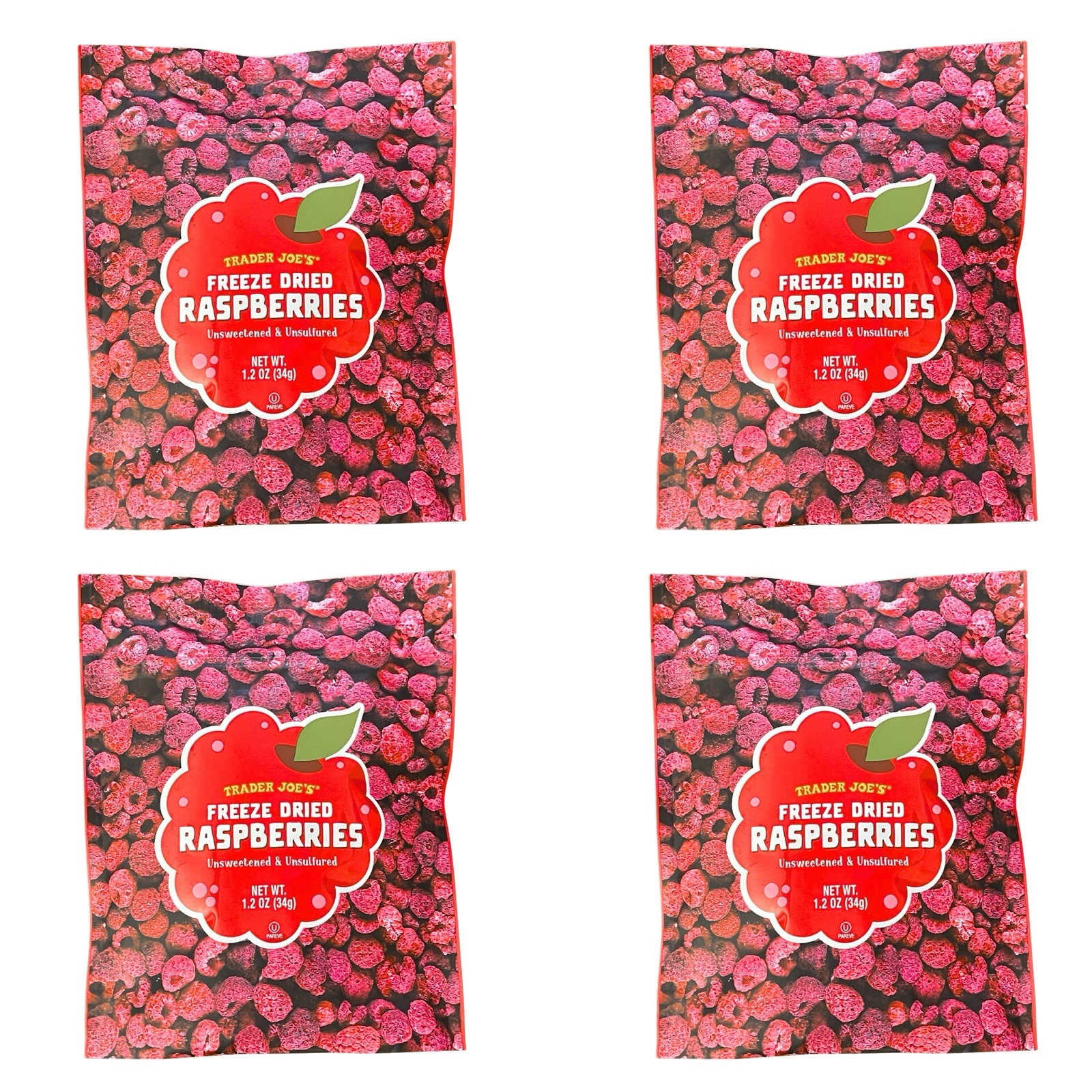 4 Packs Trader Joe’s Freeze Dried Raspberries-1,2 oz/34 g each – EXP 11/2027