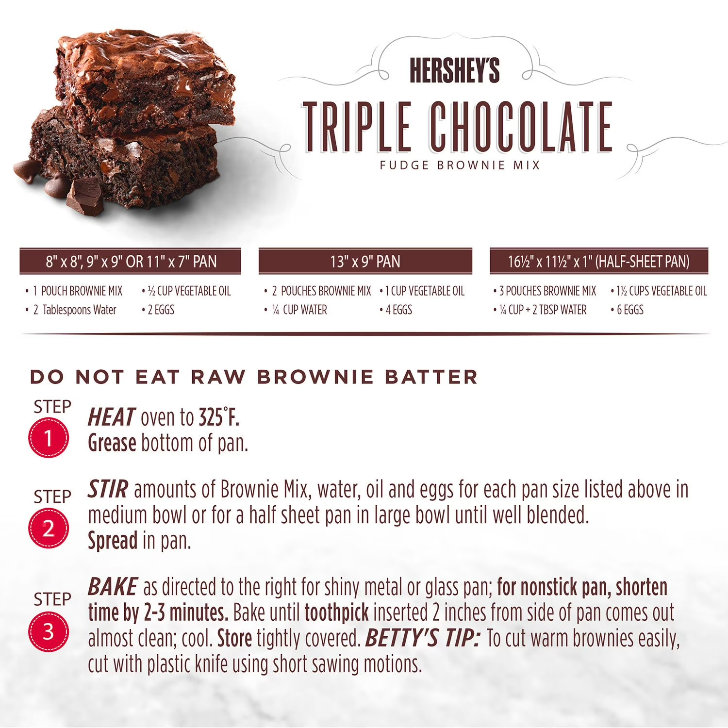 Betty Crocker Hershey’s Fudge Brownie Mix, Triple Chocolate – 20 oz. Each, 4 Pac