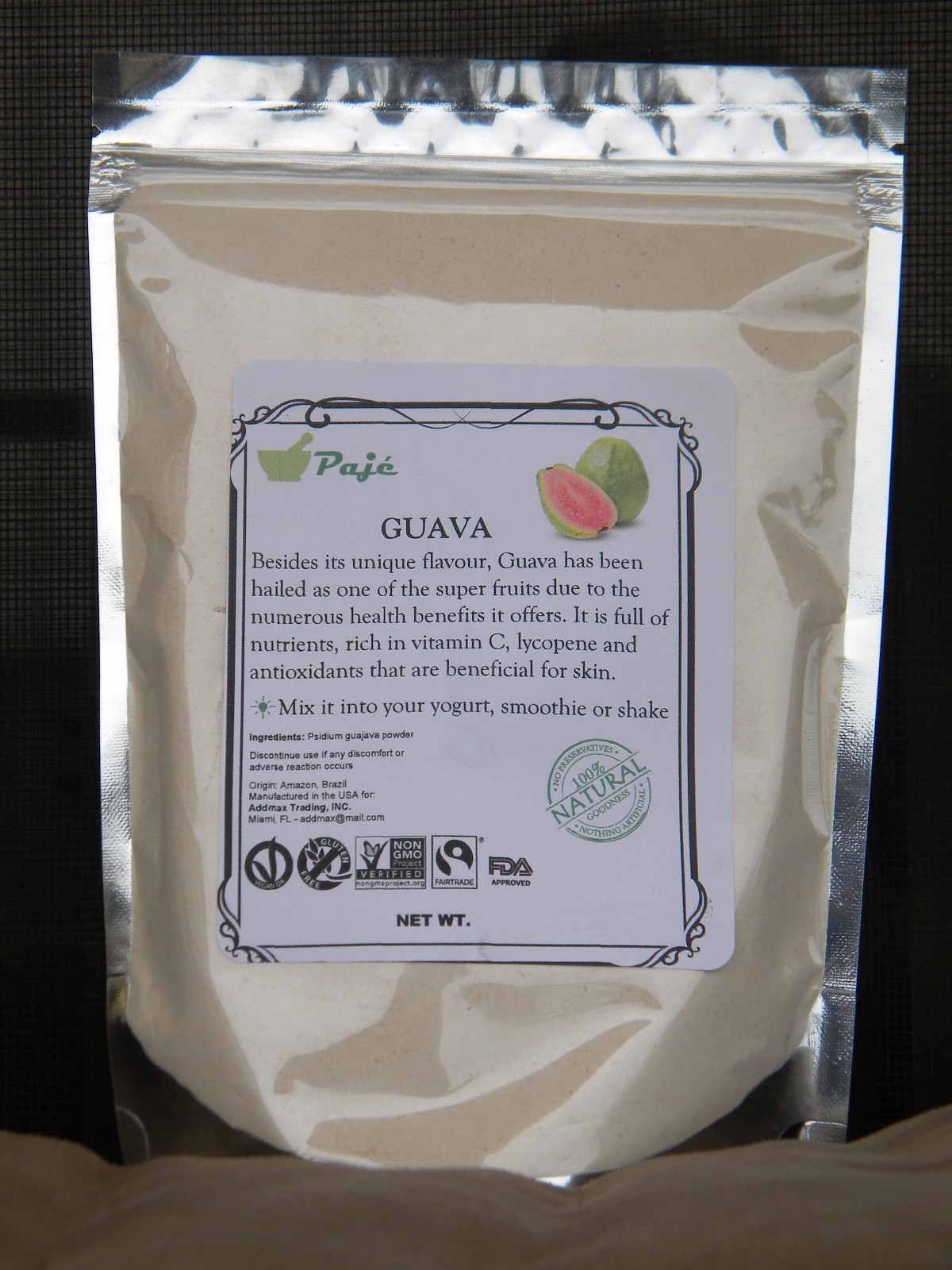 GUAVA goiaba freeze dried fruit powder 32oz 2lb PAJE SUPERFOODS, folate , mg, cu