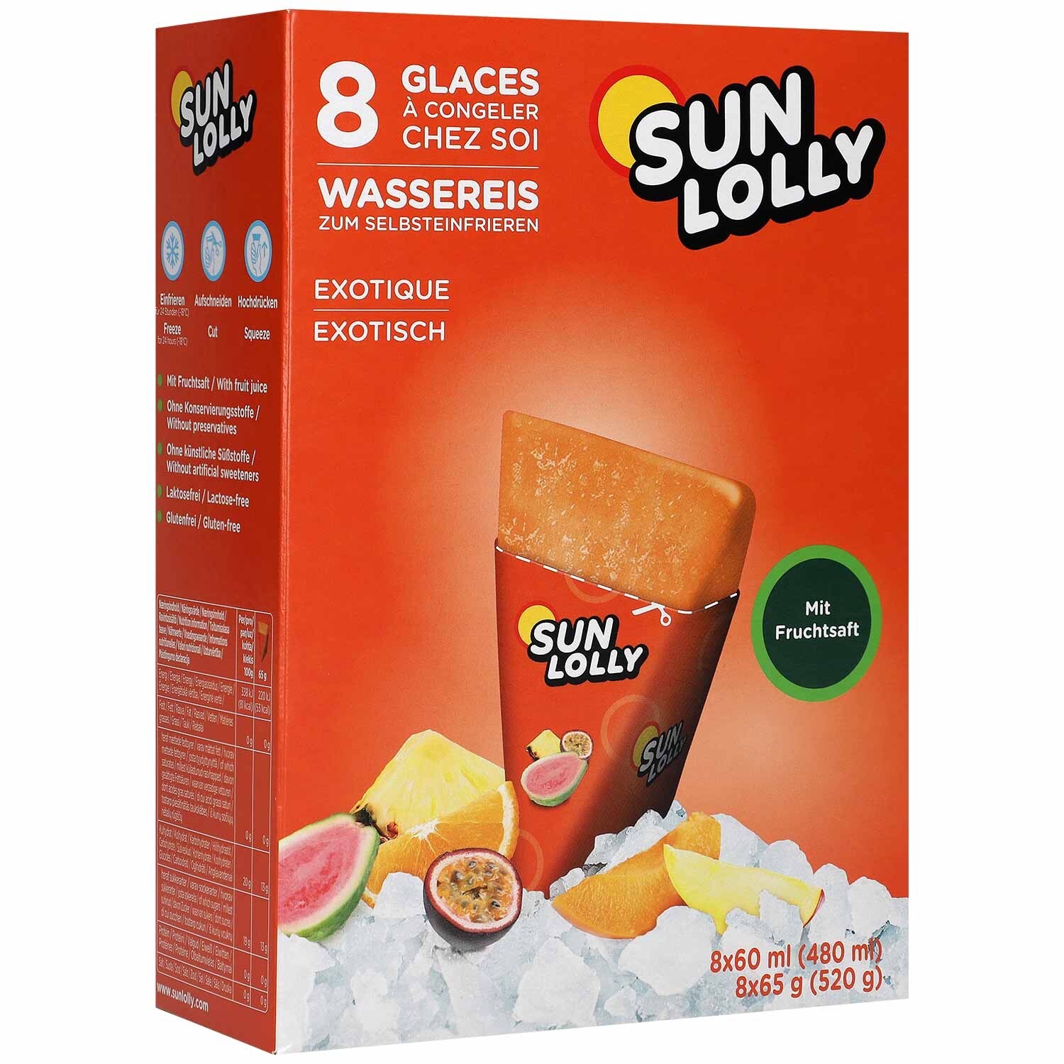 Sun Lolly Sunquick freezer pops from Denmark EXOTIC flavored – 8pc.FREE SHIPPING