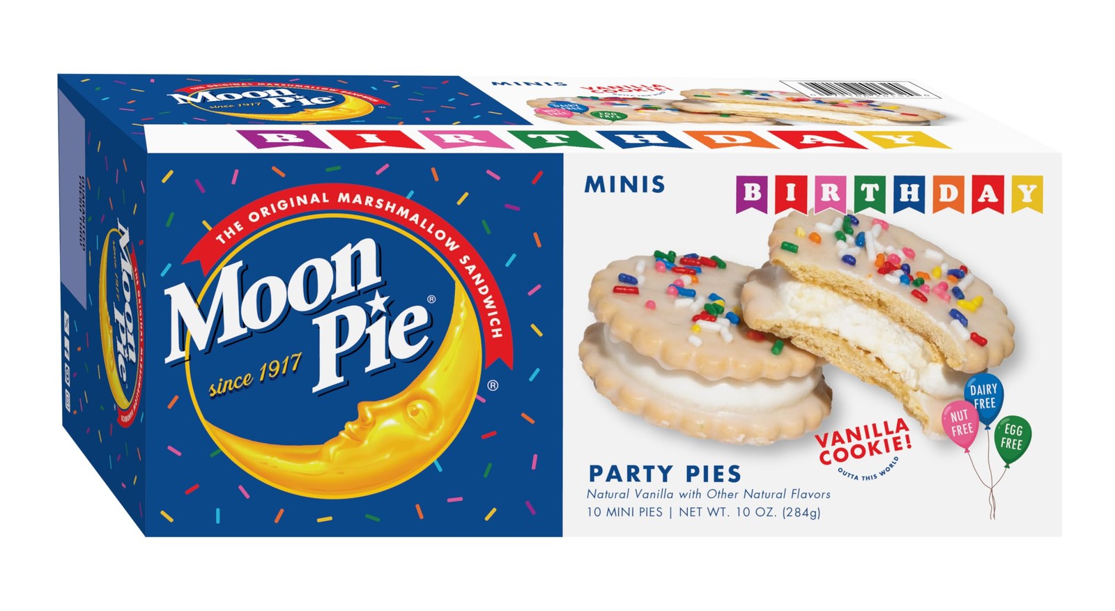 MoonPie Birthday Mini Party Pies Vanilla Cookie 10 Count 10 oz Dairy Free