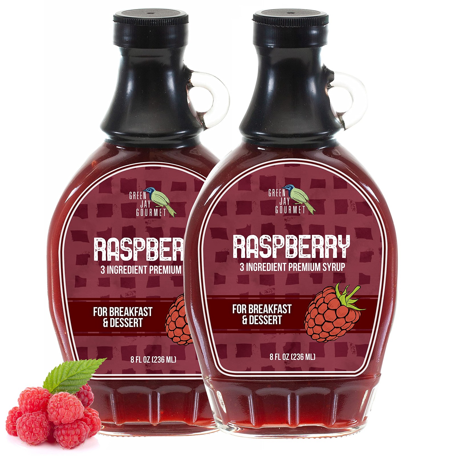 Green Jay Gourmet Raspberry Syrup – 3 Ingredient Premium 16 Fl Oz (Pack of 1)