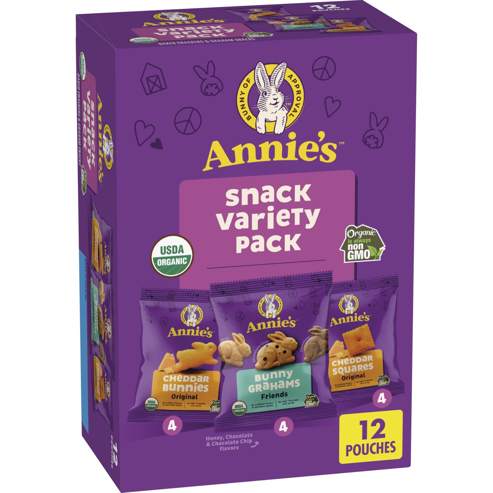 Annie’s Organic Variety Pack, Cheddar Bunnies, 12 Count (11 oz) (Pack of 1)