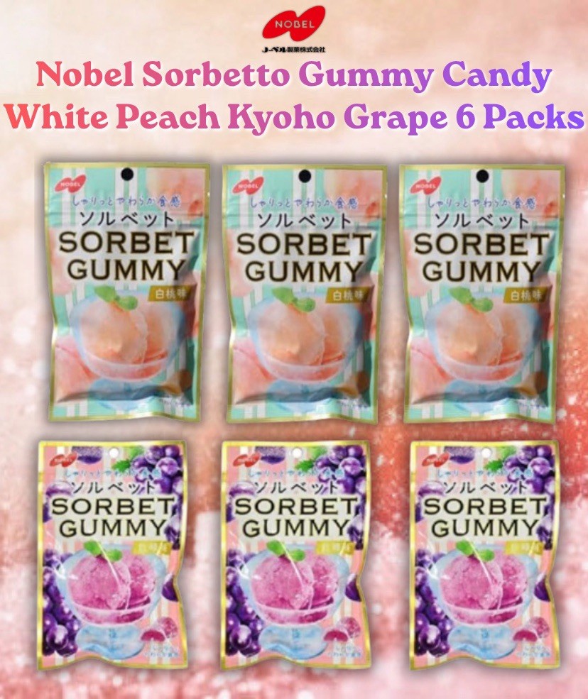 Nobel Sorbetto Gummy Candy White Peach Kyoho Grape 50g 6 Packs Set Japan sweets