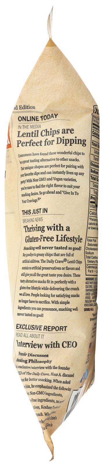 Aged White Cheddar Lentil Chips By The Daily Crave 4.25 Oz Lentils 8 Pack