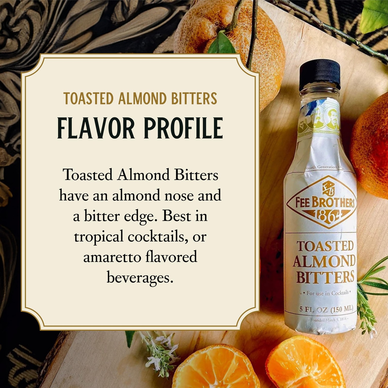 Fee Brothers Toasted Almond Cocktail Bitters – Aromatic 5 Fl Oz (Pack of 1)