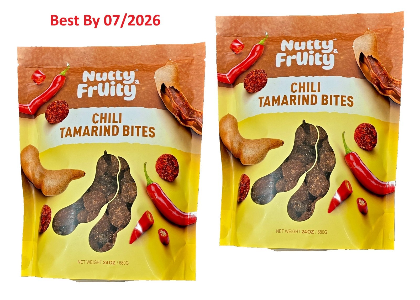 2-PACK Nutty and Fruity Chili Tamarind Bites, 24 Ounce – REAL FRUIT – NEW LOT