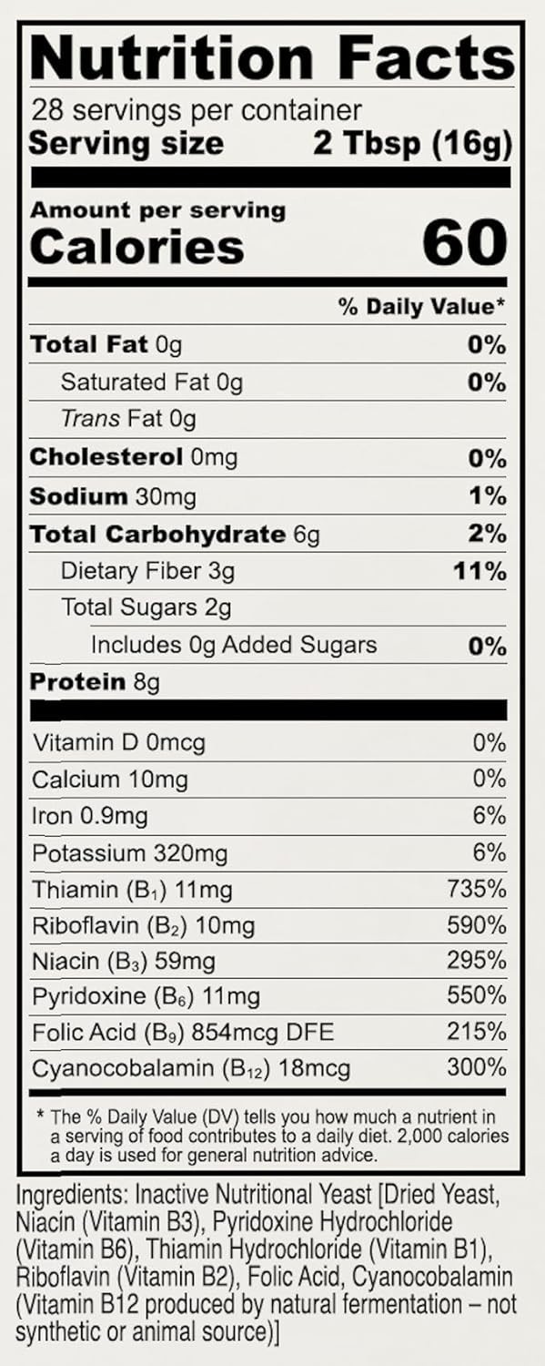Fortified Nutritional Yeast Flakes, 1 lb Pack of 2 – Plant-Based Protein Source