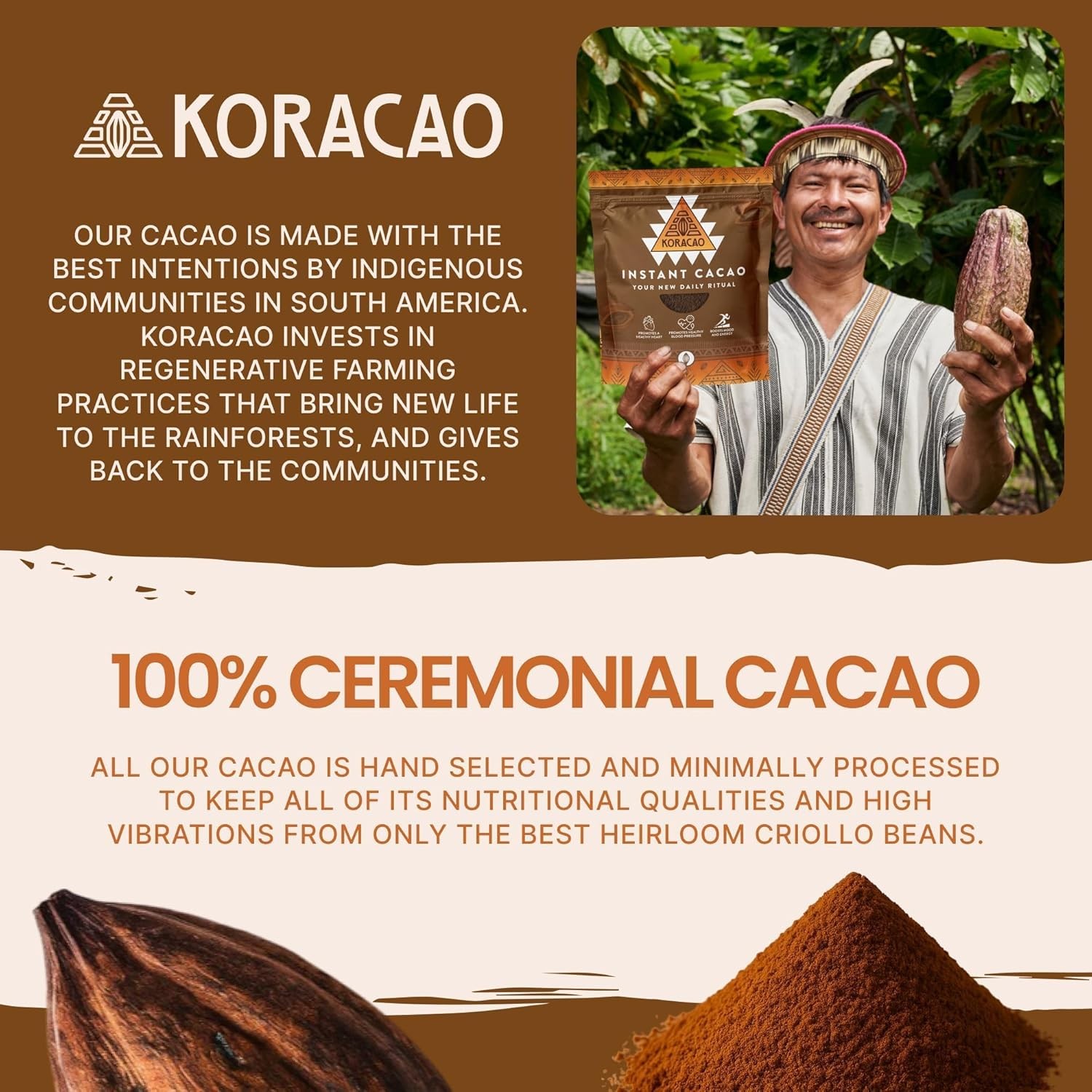 Instant Ceremonial Cacao Powder | High-Flavanol Cacao Powder – 1000 MG Per