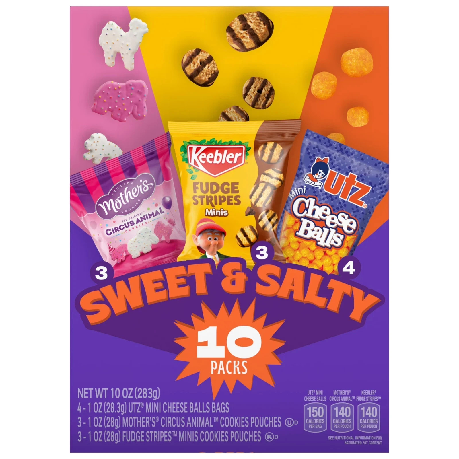 Keebler Sweet & Salty Variety Pack, 10-Count Box, Mother’s Circus, Keebler Fudge