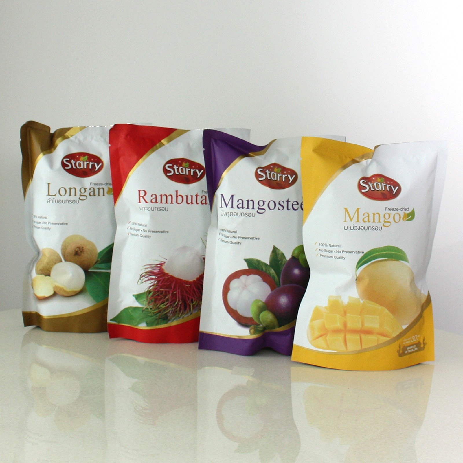 Freeze Dried Tropical Fruit Discovery Pack 4x30g Thai No Sugar Crispy Snack