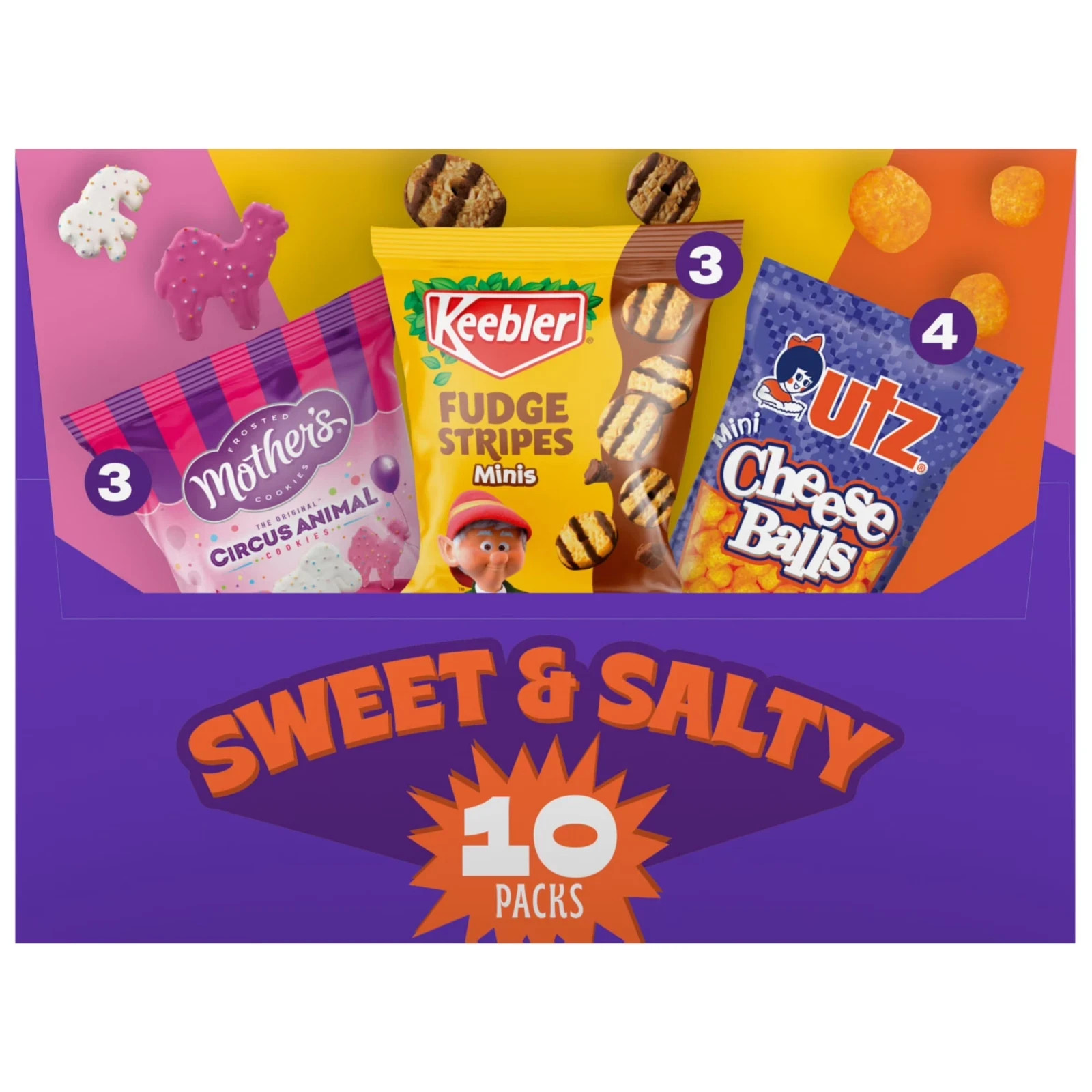 Keebler Sweet & Salty Variety Pack, 10-Count Box, Mother’s Circus, Keebler Fudge