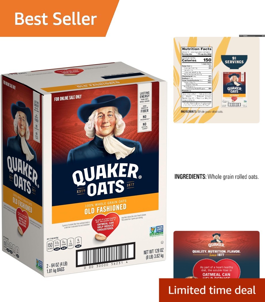 2-Pack Quaker Old Fashioned Oats, 100% Whole Grain – 90 Servings of Goodness
