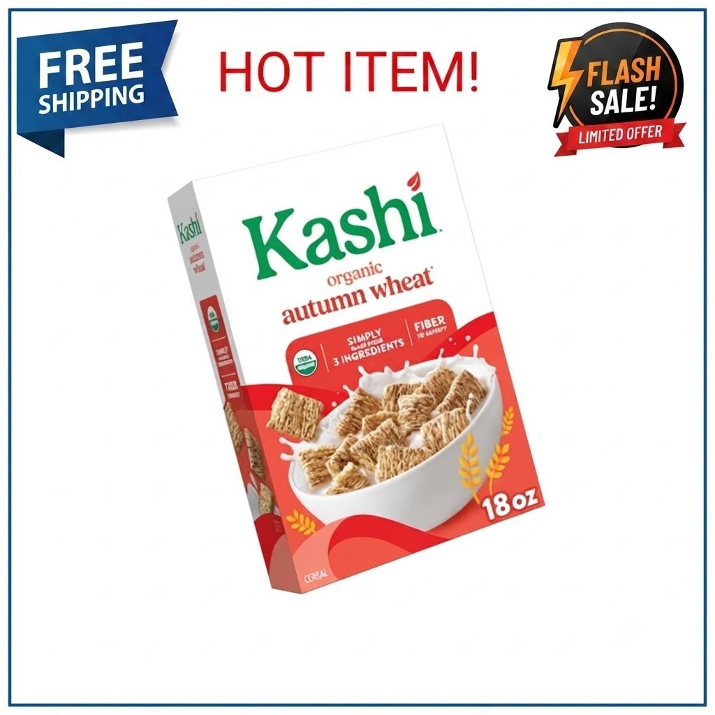 Kashi Breakfast Cereal, Organic, Whole Grain, Autumn Wheat, 18oz Box (1 Box)