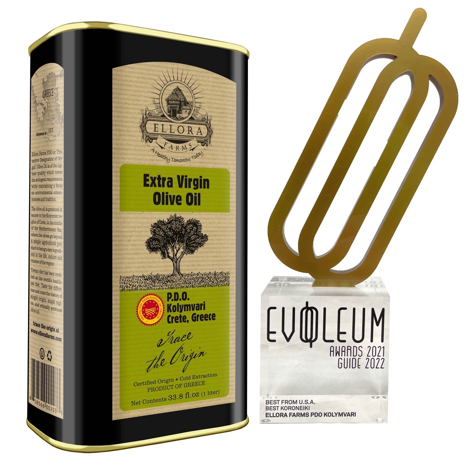 Ellora Farms, Greek Extra Virgin Olive Oil, Single Estate, 1 Lt. Tin