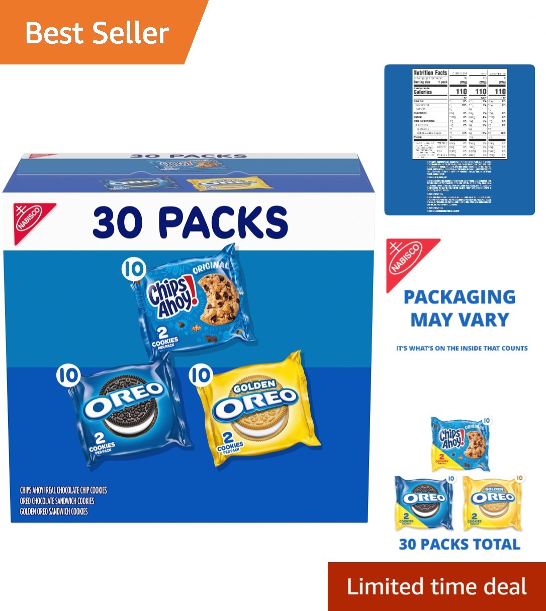 Indulge in OREO & CHIPS AHOY! Cookie Variety Pack – 30 Convenient Snack Packs