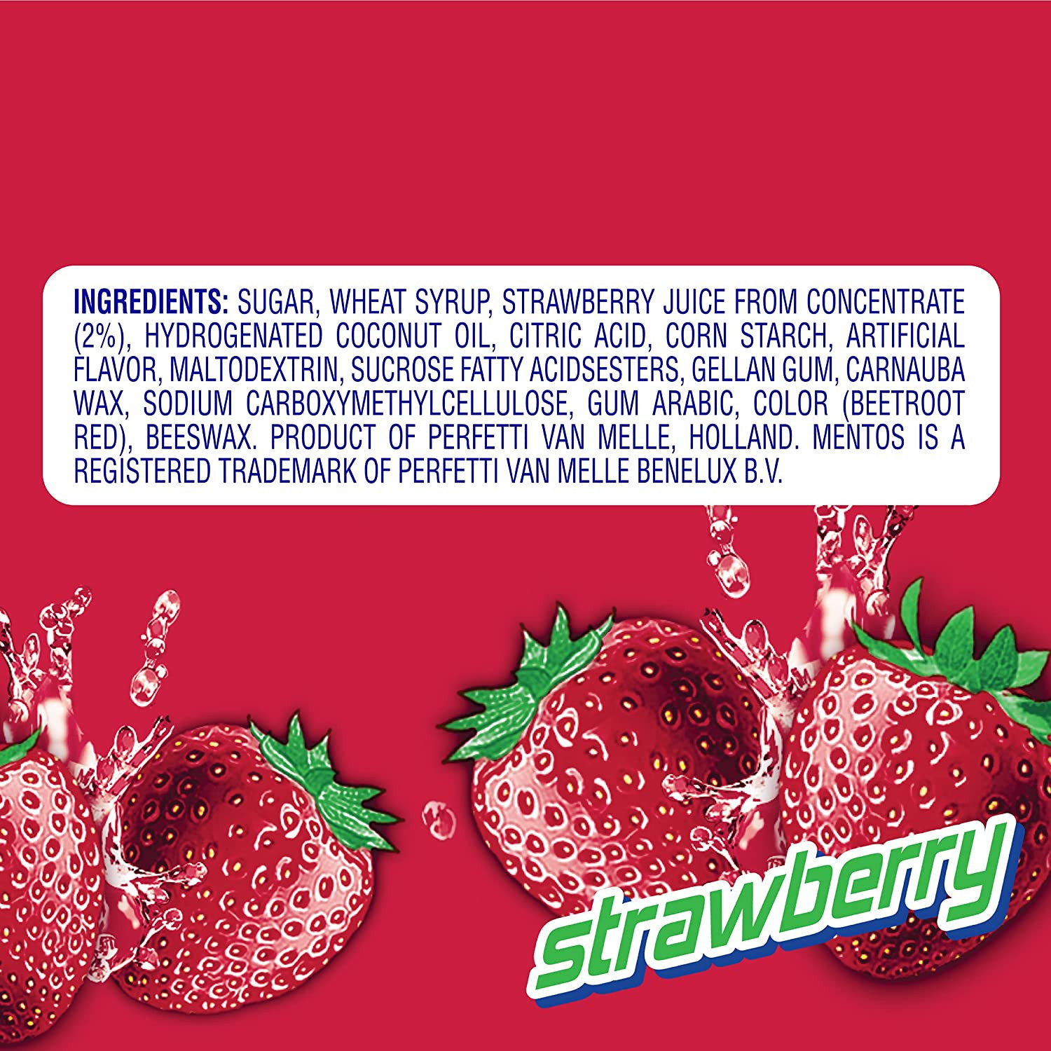 Mentos Chewy Mint Candy Roll, Strawberry, Non Melting, Party,15 Count (Pack of 1