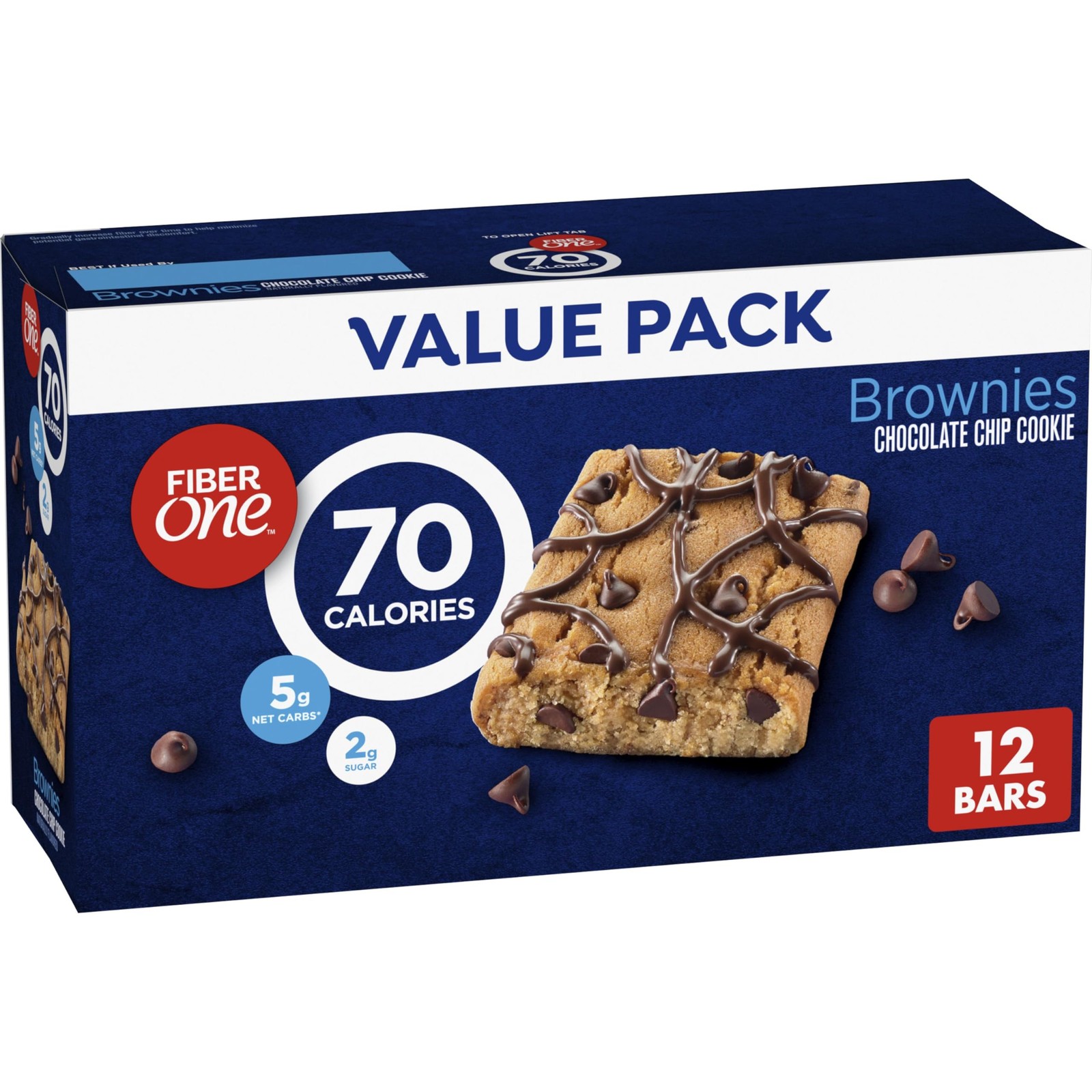 Fiber One 70 Calorie Brownies, Chocolate Chip Cookie 12 Count (Pack of 1)