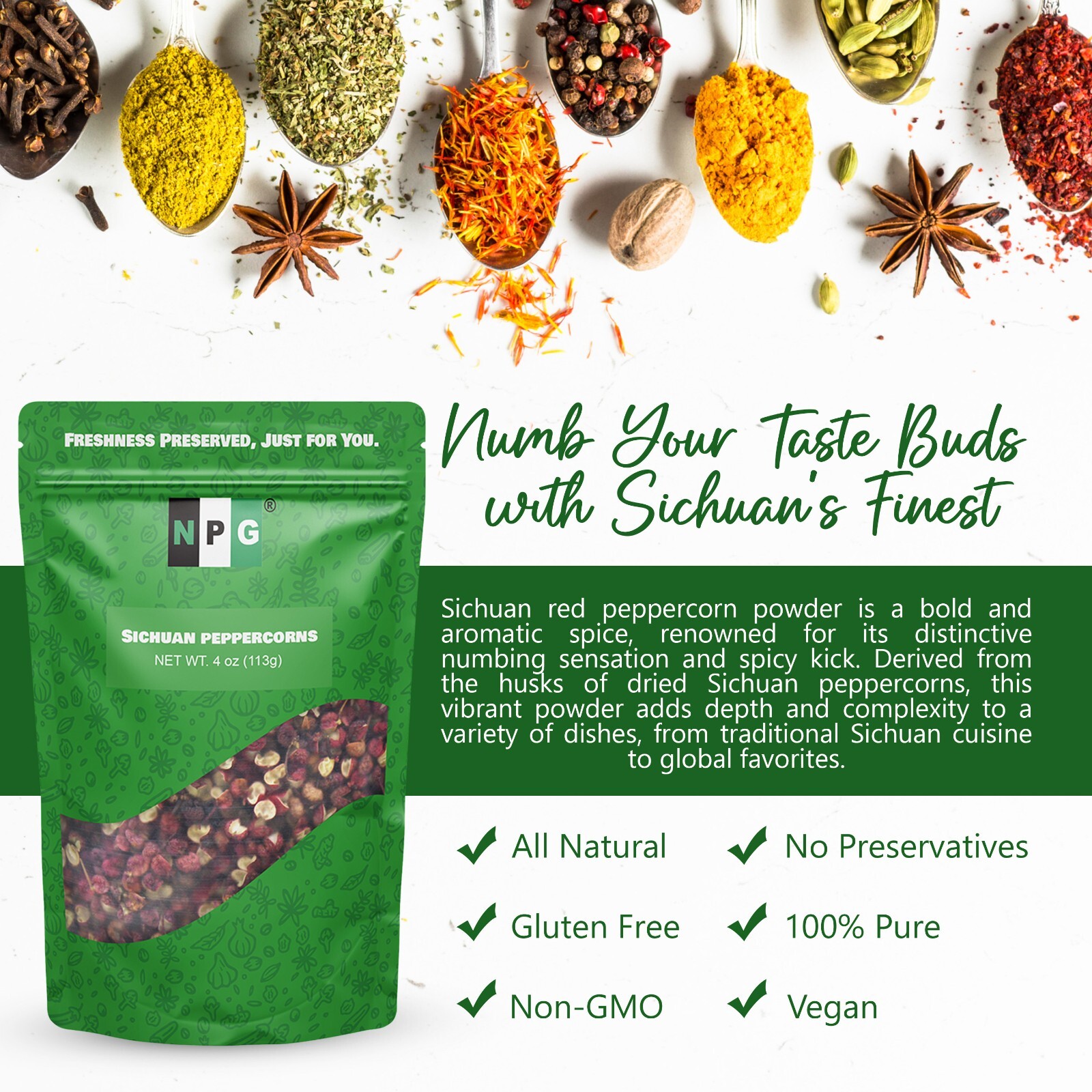 Premium Sichuan Red Peppercorns 4oz, A Mouth-numbing Szechuan Spices, Fresh