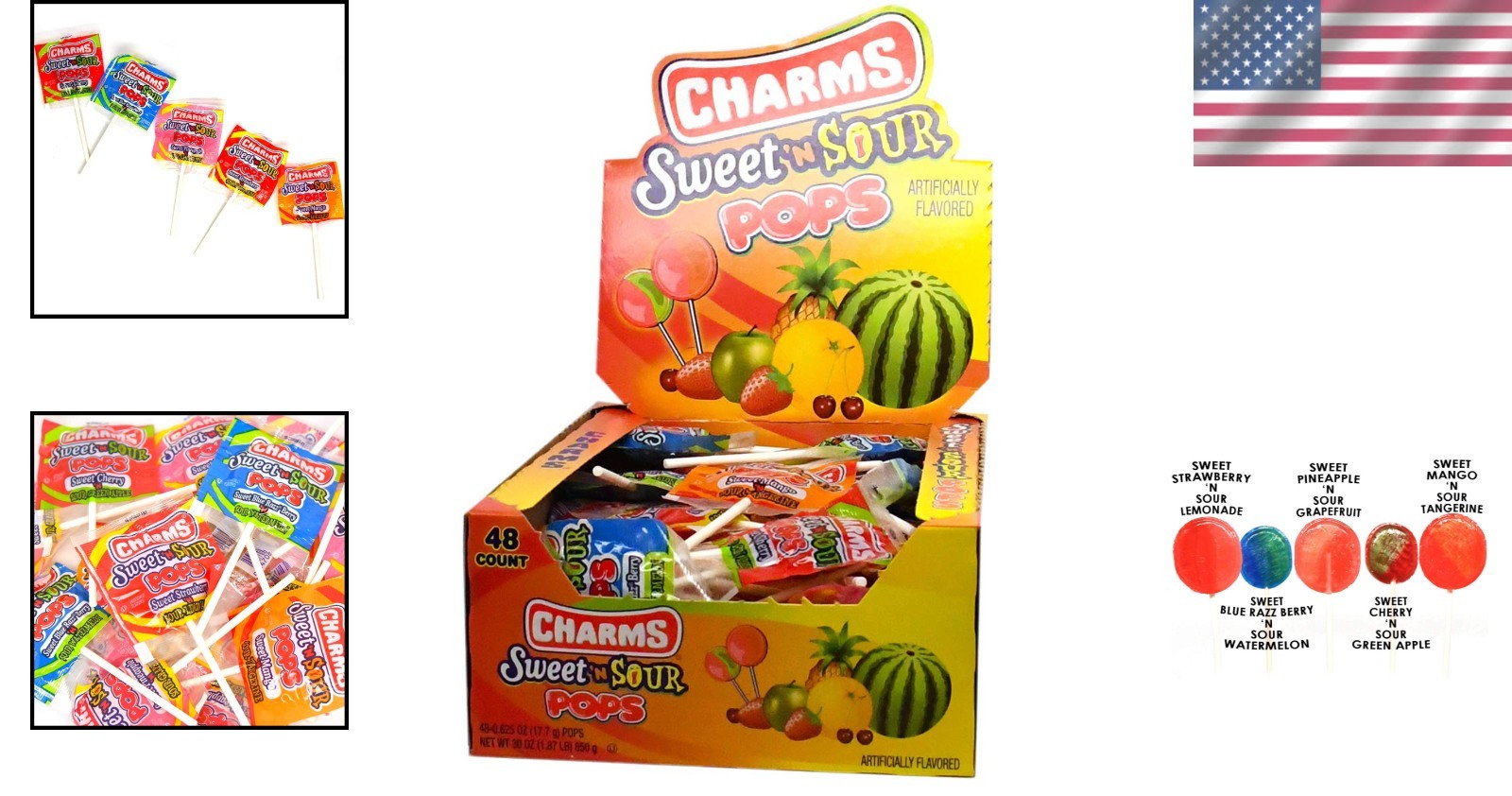 Kids’ Favorite Sweet and Sour Lollipops – 96 Pops in 5 Flavors – Made in USA