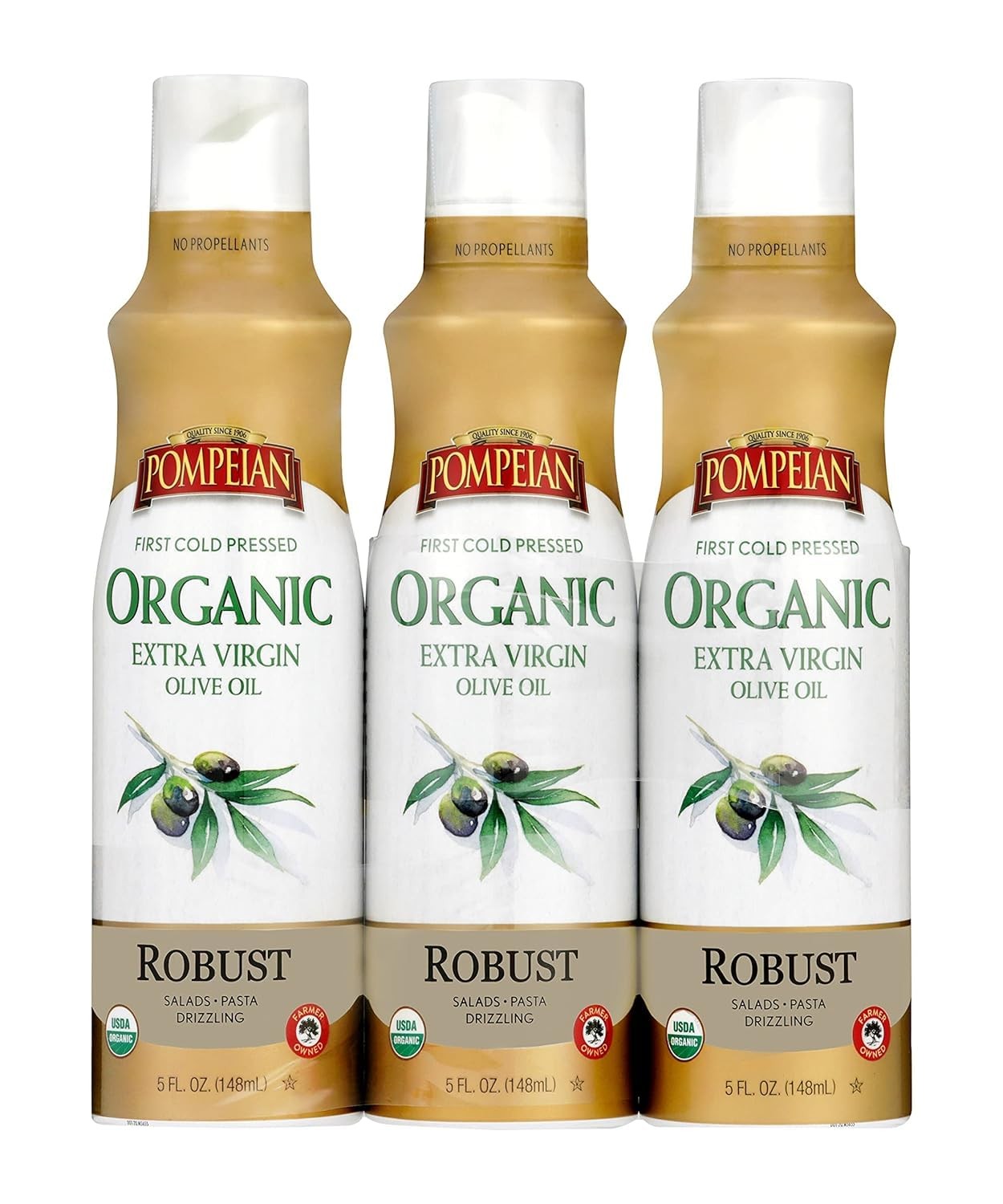 Pompeian Robust Organic Extra Virgin Olive Oil Spray – No 5 Fl Oz (Pack of 3)