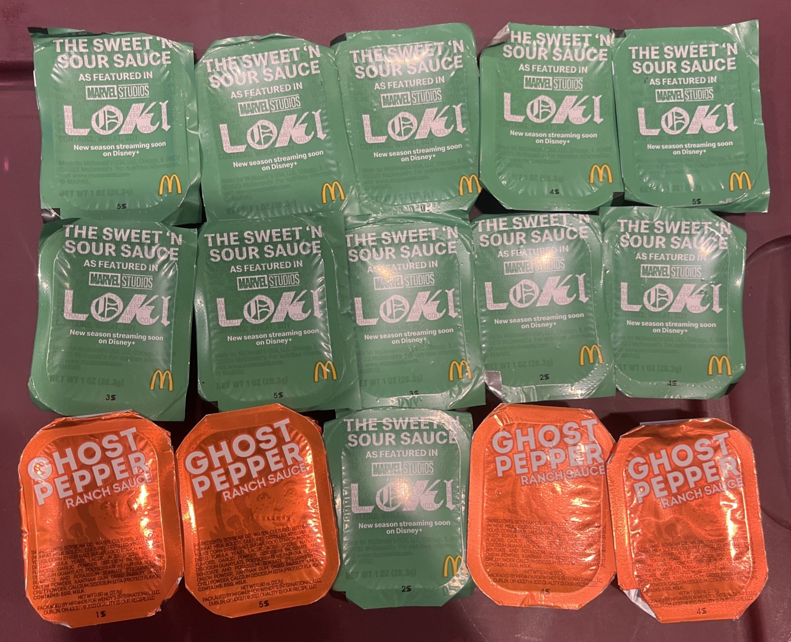McDonald’s Loki Sauce Cup Nugget Sauce Lot + Wendy’s Ghost Pepper!