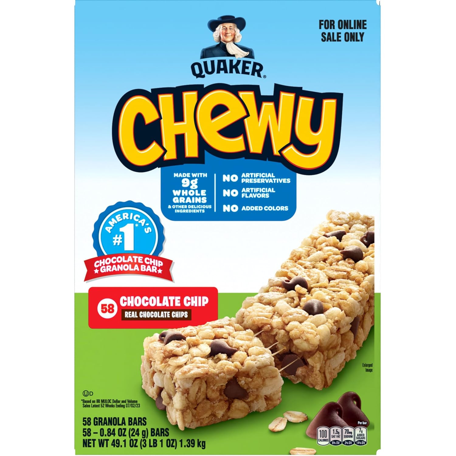 Quaker Chewy Granola Bars, Chocolate Chip, 58 Count – Packaging May Vary