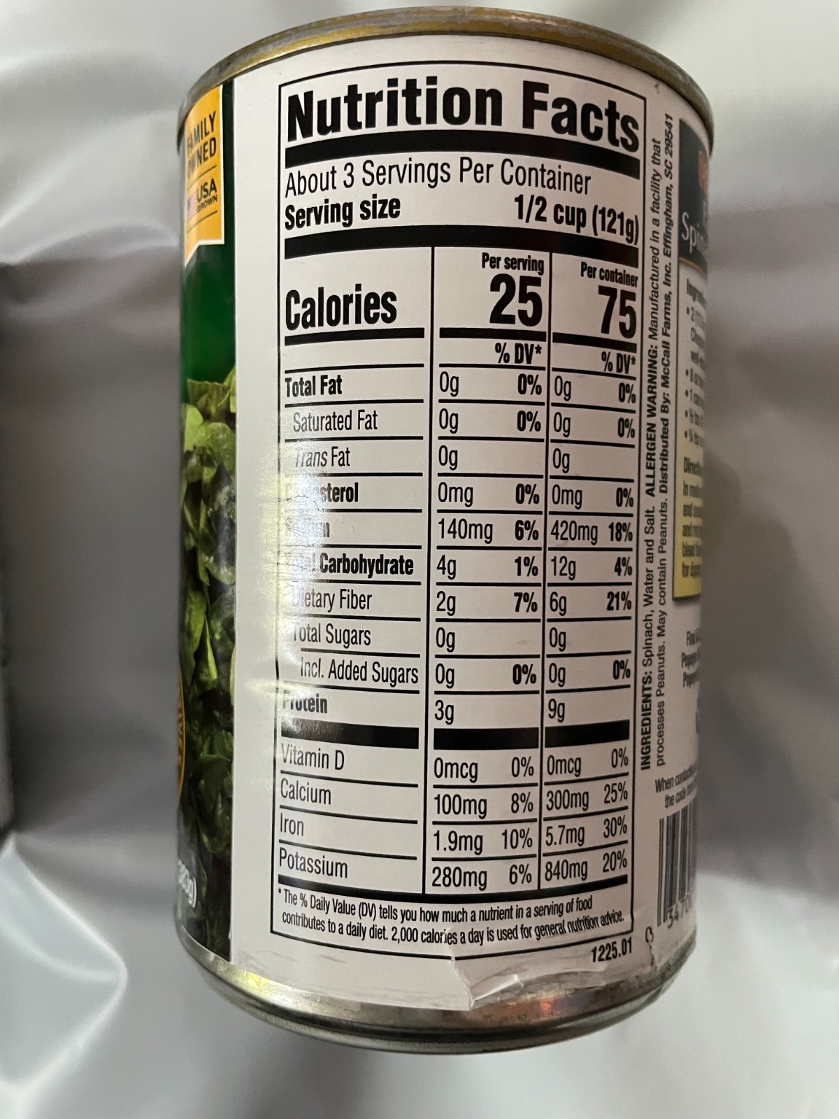 Premium Popeye’s Farm Fresh Chopped Spinach – 12 Pack, Size 13.5 oz Cans